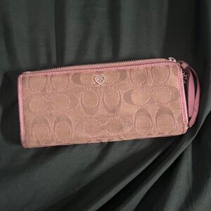 Coach Pink and Tan Signature Wallet
